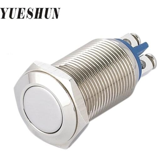 5 PCS Push Button Switch 16mm Stainless Steel Switches Momentary 2A/36VAC Electronic Accessories Metal Waterproof Power Switch