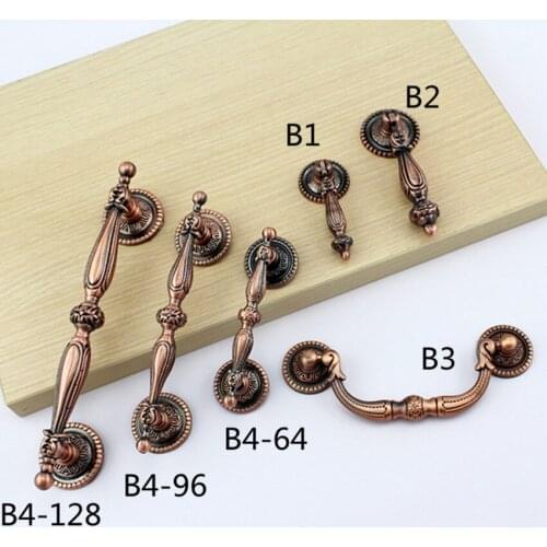 64mm 128mm 96mm American retro style antique brass kitchen cabinet dresser door handle antique copper cupboard drawer pull knob