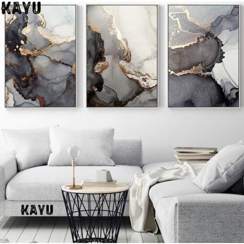 Abstract Golden Luxury Canvas Painting watercolors Picture Home Decor Wall Art Minimalist Posters and Prints for Living Room