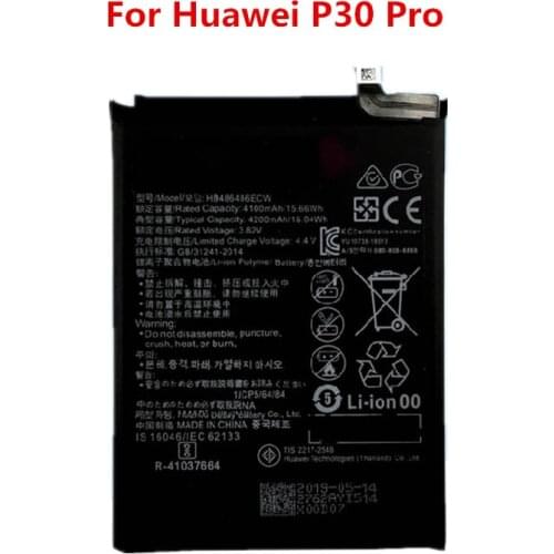 P30Pro Original Battery For Huawei P30 Pro 4100mAh HB486486ECW Replacement Lithium-ion Polymer Battery Repair Parts