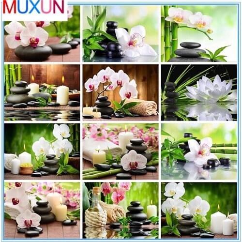 Muxun 5D Diy Diamond Embroidery Orchid Stone Full Square Rhinestone Mosaic Painting Cross Stitch Flowers Diamond Art Kit Lx416