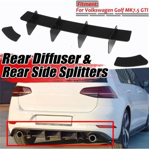 ABS Car Rear Bumper Lip Diffuser & Rear Side Splitters Protection Spoiler For Volkswagen For Golf 7.5 GTI Car Styling Black