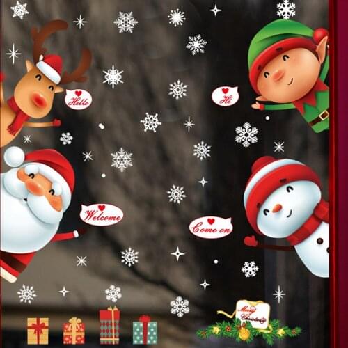 Large Christmas Snowman Snowflake Santa Wall Sticker Window Door Decal Decor Christmas Decorations For Home Decor Xmas Gifts New