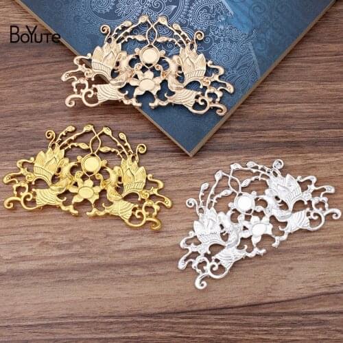 BoYuTe (2 Pieces/Lot) Metal Alloy 65*110MM Phoenix Hand Made Materials DIY Retro Court Hair Jewelry Accessories