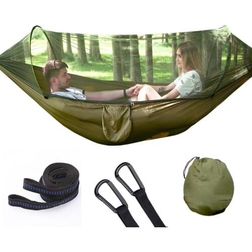 Quick-opening hammock with mosquito net, outdoor single and double nylon cloth camping mosquito net hammock