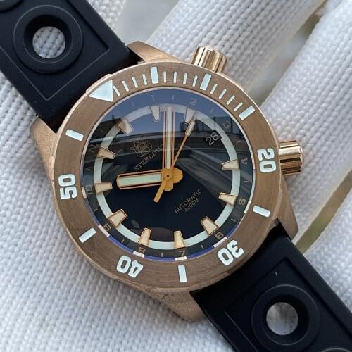 Steeldive Bronze Men Watch 3000M Waterproof NH35 Automatic Movement Sapphire Crystal Glass C3 Luminous Mechanical Wristwatch New