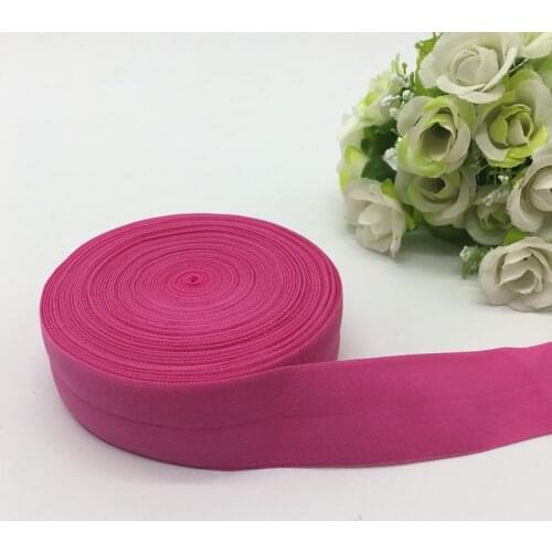 5Yards/lot 1" (25mm)Wide Rose Fold Over Elastic Spandex Satin Band Ties Hair Accessories Lace Trim