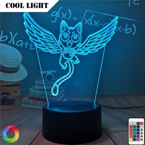 Fairy Tail Cat nightlights Kids Night Light Figure Lamp for Child Bedoom Decoration Led Touch Sensor Color Changing Nightlight