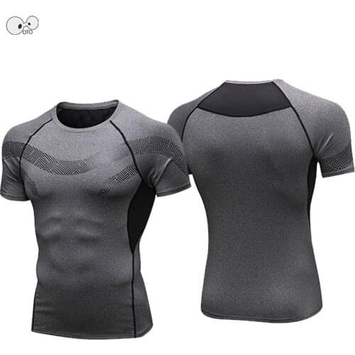 Printed Fitness Training Rashgard Men Running Shirts NEW Short Sleeve Dry Fit Compression Gym T-shirt Crossfit Sportswear Tshirt
