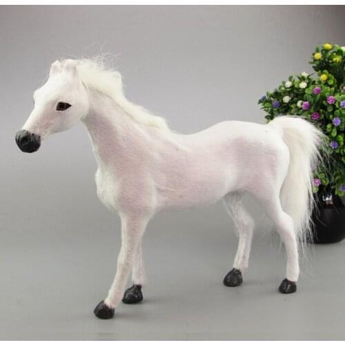 White horse 31x22cm toy fur model ornament scene layout prop decoration gift h1288