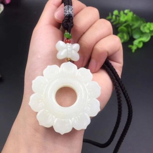 Fine jewelry Natural Xinjiang Hetian jade white jade Reincarnation pendant freeshipping