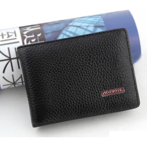 KUNBABY 1 Pcs Top Leather Car logo Bag Card Package Driver License With Red Or Blue Logo For Haval Car Styling Free Shipping