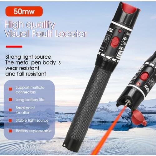 Laser 50MW/30MW/20MW/10MW/5MW Visual Fault Locator Fiber Optic Cable Tester 10KM/30KM/50KM Range VFL