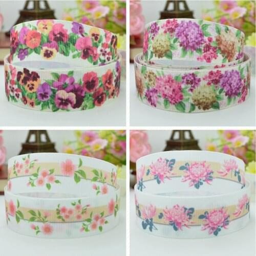 10 Yards 22mm 7/8" Pretty Flowers Girls Printed grosgrain ribbon hair bow Headwear DIY hair accessories retail B0929
