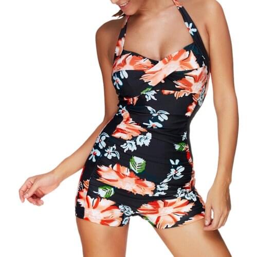 Summer Womens Plus Size Swim Costume Padded Swimsuit Monokini Push Up Tankini Swimwear Bathing Suits Bodysuit Monokini Swimsuit