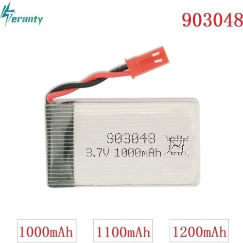 3.7V 1000mAh/1100mAH/1200mAh 20c Lipo Battery For Remote control helicopter/Airplanes batteries Li-po 3.7v 903048 JST Plug