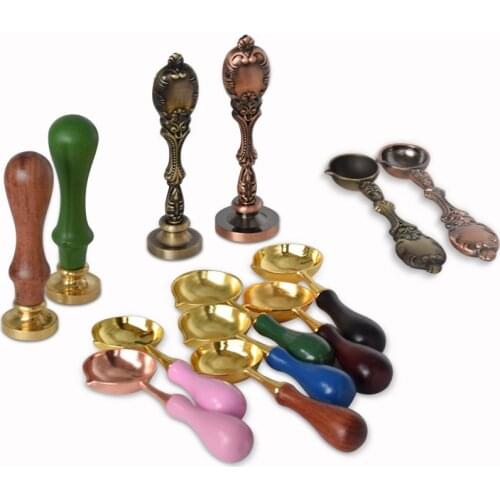 Diy stamp sealing tool metal and wood handle wax seal spoon