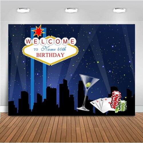 Neoback Casino Backdrop for Photography Happy Birthday Theme Party Background for Photo Studio Las Vegas Backdrops 405