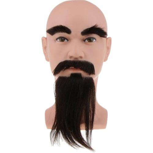 Male Mannequin Head 100% Human Hair Beard Hairdresser Training Head Manikin Cosmetology Doll Head with Mount Hole