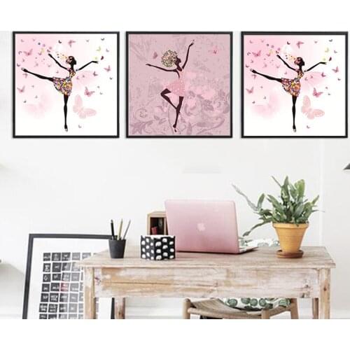 Wall Art Decorative Butterfly Fairy Ballet Dance Picture Prints on Canvas Modern Portrait Canvas paintings Poster For living roo
