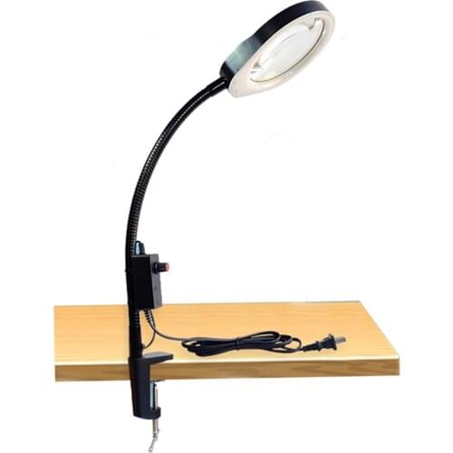 10X 8X Table Magnifying Desktop Magnifying Glass Clamp Type Magnifier Flexible Arm With 48 LED illuminator Lamp For pcb Repair