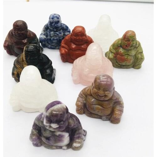 Natural Crystal Crafts Spiritual Healing Stones Mix Color Buddha For Necklace