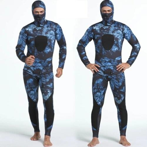 5mm neoprene Camouflage spearfishing Scuba Wetsuit mens two piece diving suit surfing snorkeling winter thick thermal swimsuit