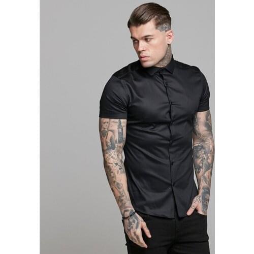 New Spring Breathable Fitness Workout Brand Mens Sports Short Cool Casual Fashion Clothing Turn-down Collar Short Sleeve Shirts