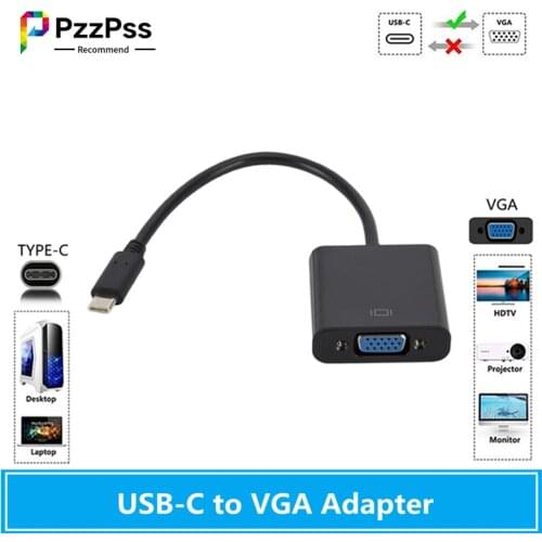 PzzPss USB Type C to Female VGA Adapter Cable Type C USB 3.1 to VGA Adapter for Notebook PC Computer Smartphone USB C Converter
