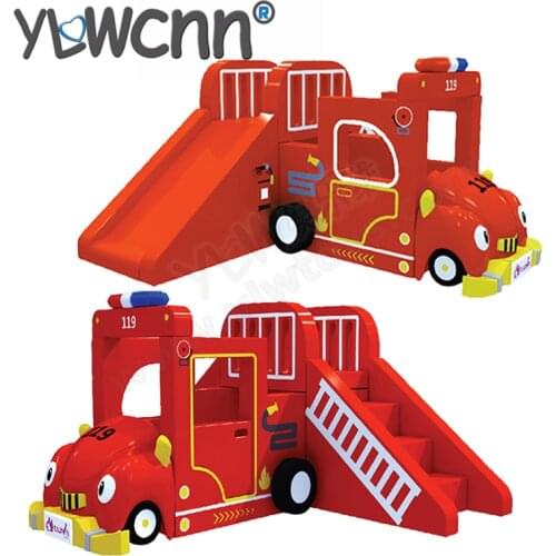 YLW customized software kids soft toy baby indoor playground cartoon Fire engine game center/soft slide climbed YLW-INA171059