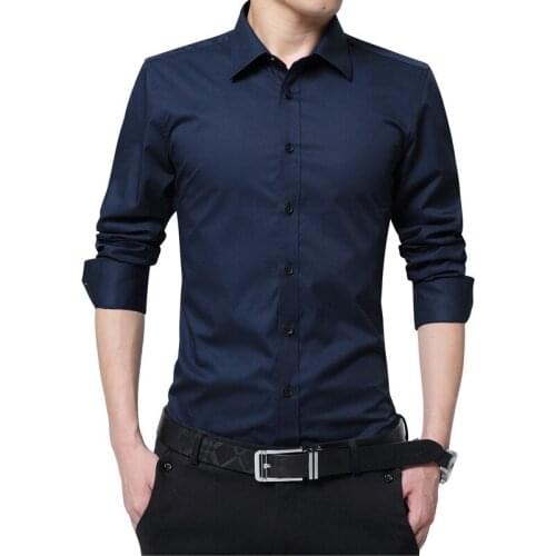 Long-sleeved Shirt Mens Spring and Autumn Thin Business Casual youth Mens inch Shirt Slim Large size Professional Shirt