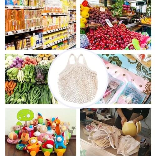 Supermarket Shopping Net Bag Pure Cotton Hanging Bag Woven Repetitive Fruit and Vegetable Bag Reusable Washable GroceryBags