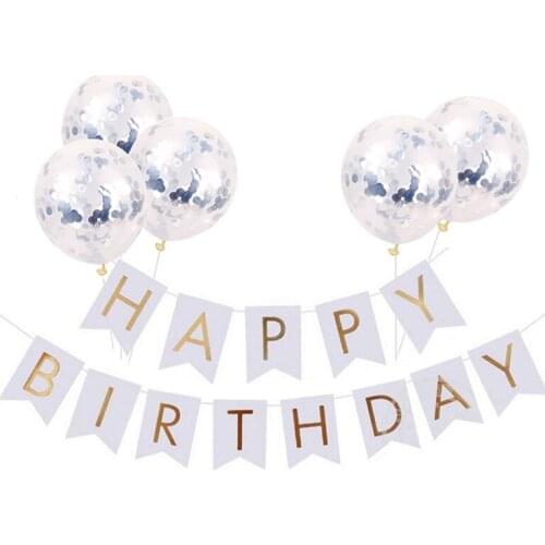 Gold Confetti Balloons 12inch Inflatable Birthday Balloon Pink Happy Birthday Banner Birthday Party Decoration Baloon