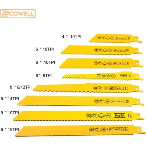 30% Off 10pcs Reciprocating Saw Blades Machine Sabre Saw Blades for Wood Cutting Metal Cutting 4 Inch to 9 Inch 5TPI 6TPI 10TPI