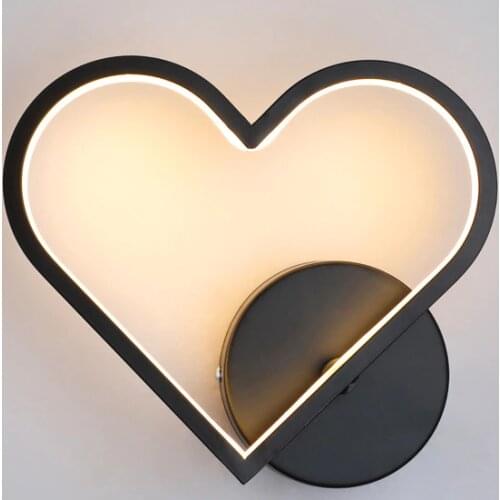 Heart-shaped Led Wall Lamp Nordic Modern Walll Lights for Home Decor Bedroom Bedside Wall Sconce Lighting Bathroom Mirror Lights