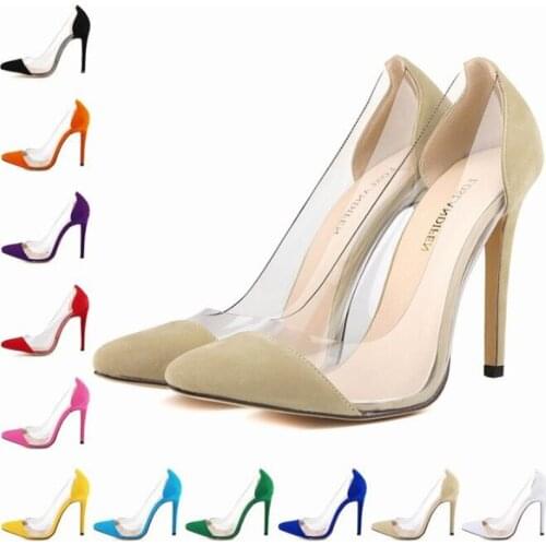 2020 Womens Thin High heels Sexy Bride Party Wedding Pumps Pointed Toe Flock 11CM Slip On mujer bombas shoes size 35-42