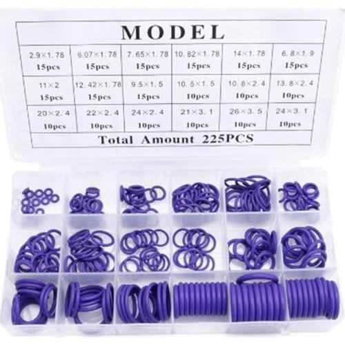225 Pcs 18 Size Air Conditioning R22 R134a O Rings Car Auto Repair Tools Rubber Air Conditioning Refrigerant Ring Sets Car tools