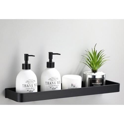 Bathroom Shelves Bath Shower Wall Aluminum Black Bathroom Shelf Mounted Kitchen Storage holder 30-60cm