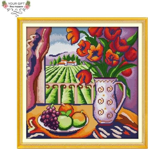 Your Gift Counted and Stamped The Window View Needlework Needlepoint Embroidery DIY Cross Stitch kits for Home Decor J186