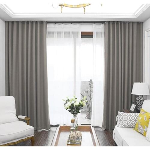 Blackout Modern Window Curtain Polyester For Bedroom Hotel Curtain High Shade Fine Linen Heat Insulation And Fire Protection