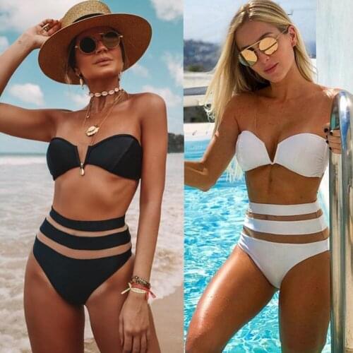 Women Two-Piece Swimsuit Suits Bandeau Bandage Bikini Padded Set Brazilian Swimwear Beachwear Bathing Suit