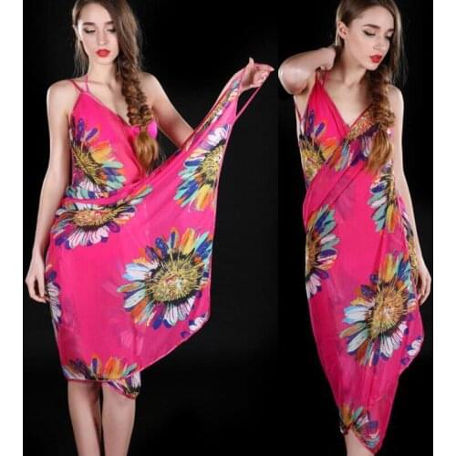 2020 Bohemian Women Summer Beach Dress Bikini Cover-ups Swim Wear Cover Up Cotton Tunic Sexy Deep V-Neck Robe Summer