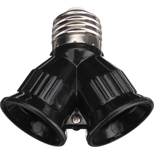 1Pcs Fireproof Material E27 TO 2E27 Socket Base LED Bulb Converter Splitter Adapter E27 To 2 E27 Lamp Holder Converter
