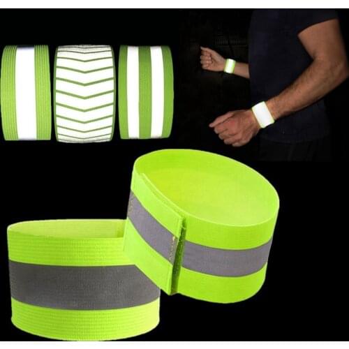 1 PC Cycling Reflective Strips Outdoor Running Warning Wristband Safety Armband Bicycle Bind Pants Hand Leg Strap Sports Tape