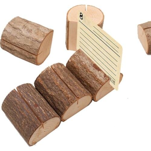 10pcs Wooden Wedding Name Place Card Holders Natural Folder Rustic Photo Holder Table Number Holder Party Name Display Rack