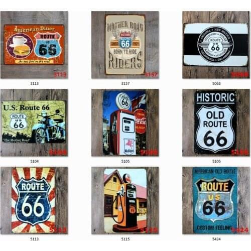 10 Pcs ROUTE 66 Tin Sign Metal Plate Iron Painting Kids Room Wall Bar Coffee Home Art Craft Decor 30X20CM Wholesale X2