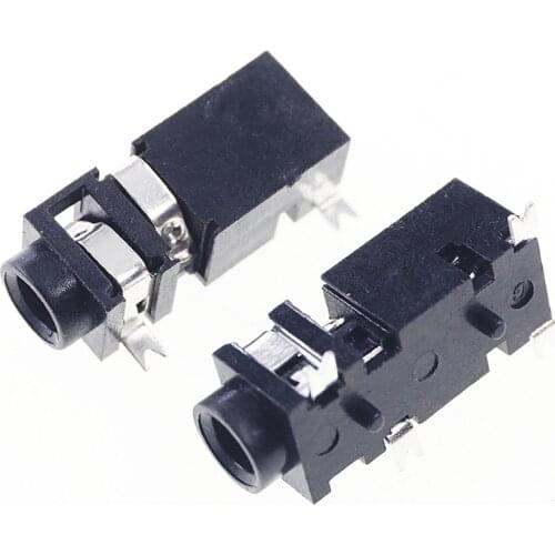 100pcs Phone Jack 2.5 mm 4 Pins 3 Poles Stereo Audio Socket Internal Switch Board Guide TRS Right Angle Surface Mount