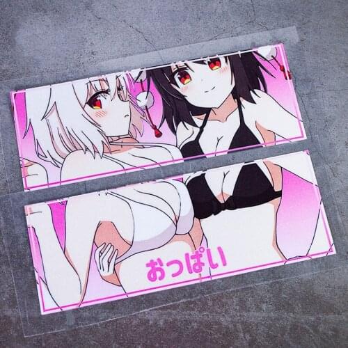 2PCS Car Styling Sticker Auto Oil Tank Window Body Vinyl Computer Decals for Lovely Anime Cartoon Girl 20x7.5cm