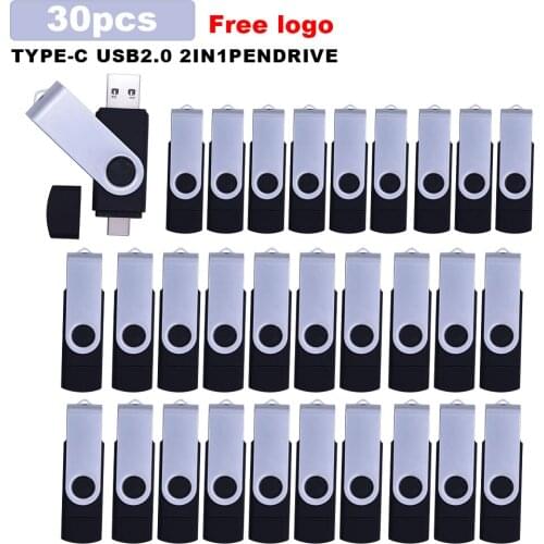 30pcs/lot Multifunctional OTG 2.0 3 IN 1 type-c USB Flash Drive pendrive 128GB cle usb stick 16GB 32GB 64GB Pen Drive for phone