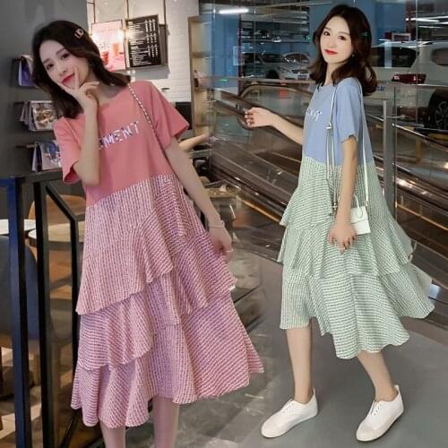 3681# Maternity Clothes Summer Cotton Short Sleeve Letter Printing Dress for Pregnant Women Pregnancy Clothes